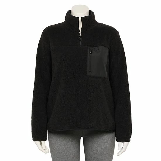 Women's Tek Gear® 1/4-Zip Sherpa Top Black - Image 4
