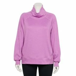 Plus Size Tek Gear® Stretch Fleece Funnel Neck Top Luminous Pink