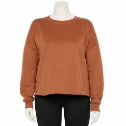 Plus Size Tek Gear® Easy Ultrasoft Fleece Crewneck Sweatshirt Cinnamon Coffee