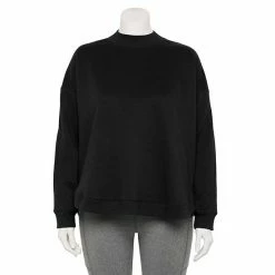 Plus Size Tek Gear® Ultrasoft Fleece Mockneck Sweatshirt Natural Scallop