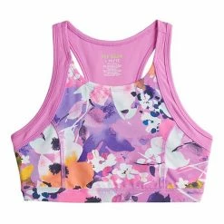 Girls 7-16 Tek Gear® Sun Gear UPF 50 Active Bikini Top In Regular & Plus Purple Wildflowers