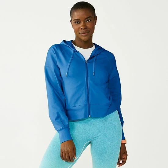 Women's Tek Gear® French Terry Crop Zip-Up Jacket Beyond Blue - Image 4