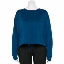 Plus Size Tek Gear® Stretch Fleece Cinched-Waist Top Blue Crayon -Tek Gear Shop unnamed file 5486