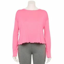 Plus Size Tek Gear® Lettuce-Edge Cross-Back Top Esta Olive