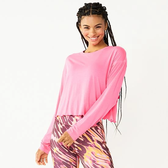 Women's Tek Gear® Lettuce-Edge Cross-Back Top Esta Olive - Image 5