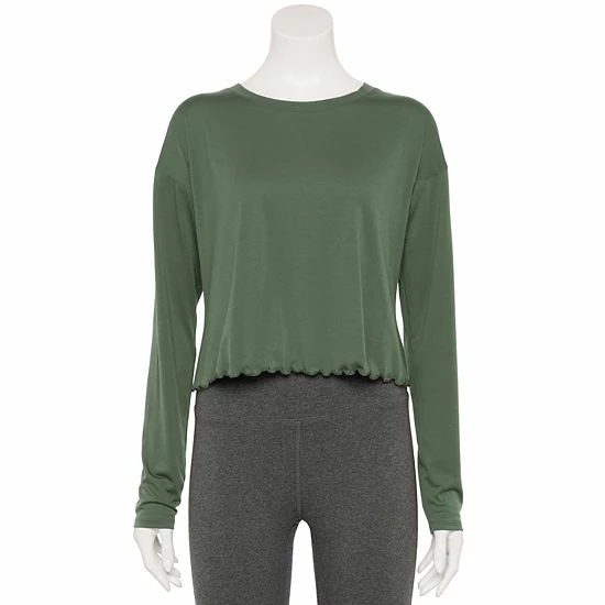 Women's Tek Gear® Lettuce-Edge Cross-Back Top Esta Olive - Image 9