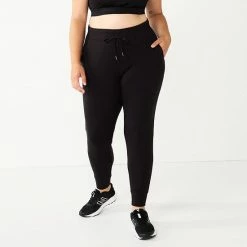 Petite Tek Gear® French Terry Joggers Black
