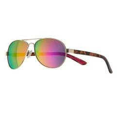 Women's Tek Gear® 58mm Aviator Mirrored Lens Sunglasses Gold