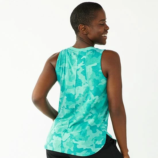 Women's Tek Gear® Easy High-Low Tank Peach Camo - Image 2