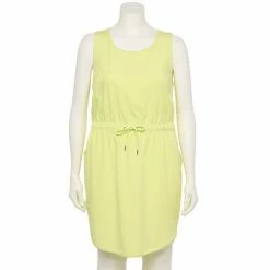 Plus Size Tek Gear® Cinch-Waist Woven Dress Green Romantica