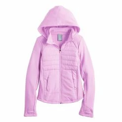 Girls 7-16 Tek Gear® Mixed Media Jacket In Regular & Plus Mineral Black