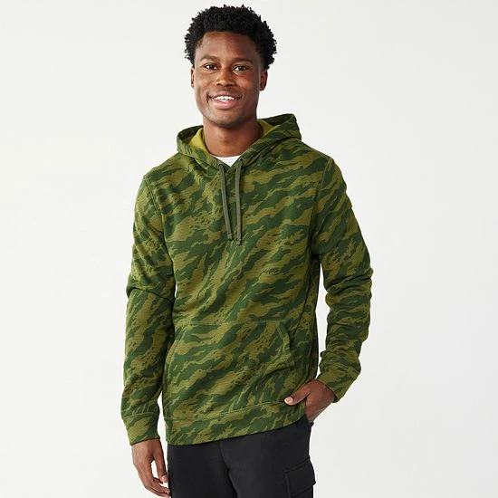 Men's Tek Gear® Camo Fleece Hoodie Green Marble - Image 4