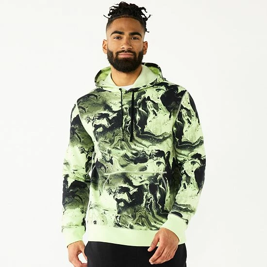 Men's Tek Gear® Camo Fleece Hoodie Green Marble - Image 11